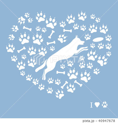 jumping dog silhouette on a background of dog 40947678