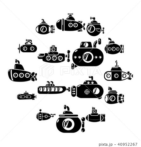Submarine icons set, simple style 40952267