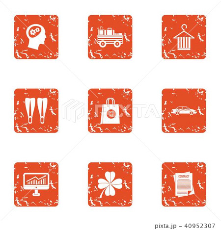 Contract icons set, grunge style Contract icons set, grunge style 40952307