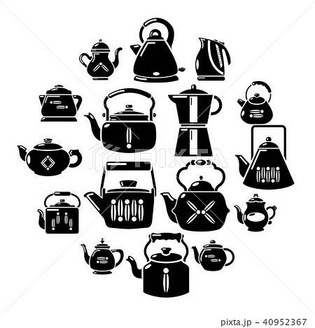 Teapot icons set, simple style Teapot icons set, simple style 40952367