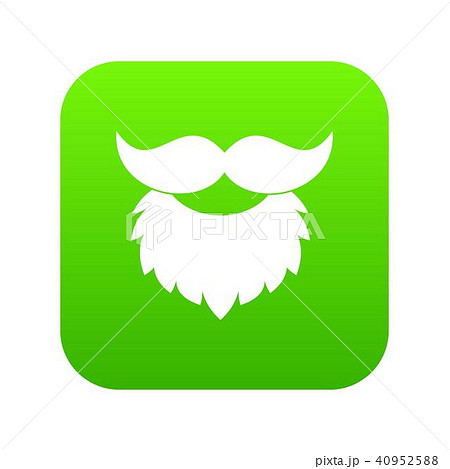 Beard and mustache icon digital green 40952588
