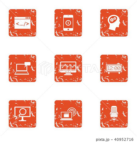 Business chief icons set, grunge style Business chief icons set, grunge style 40952716