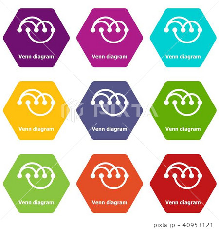 Venn diagramm icons set 9 vector 40953121