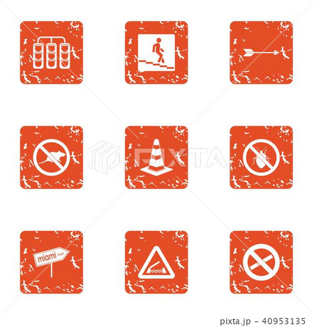 City sign icons set, grunge style 40953135