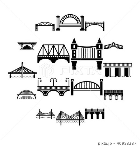 Bridge icons set, simple style 40953237