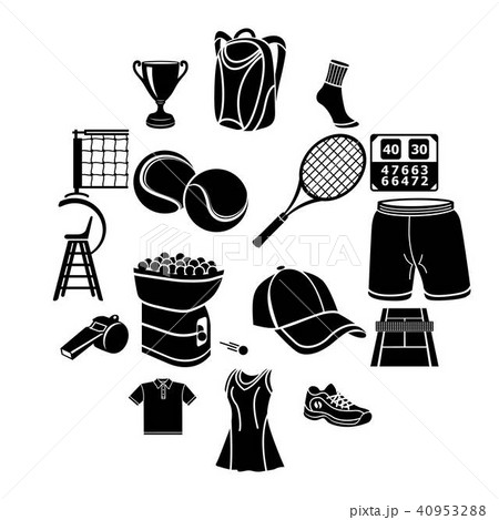 Tennis icons set, simple style Tennis icons set, simple style 40953288
