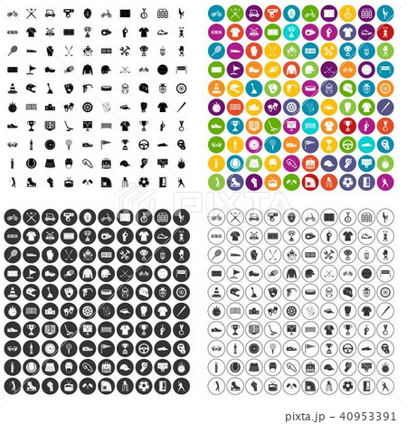 100 sports competition icons set vector variant 40953391