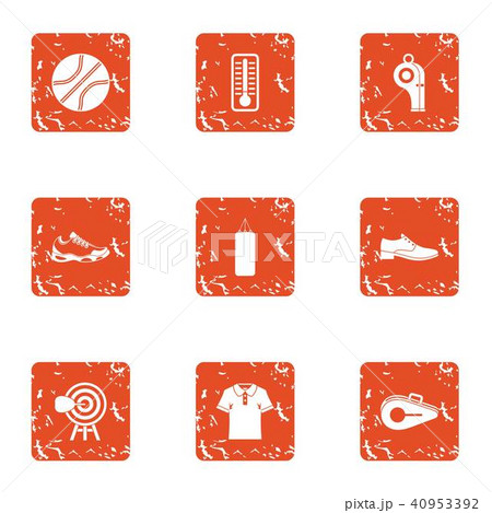 Sport standard icons set, grunge style 40953392