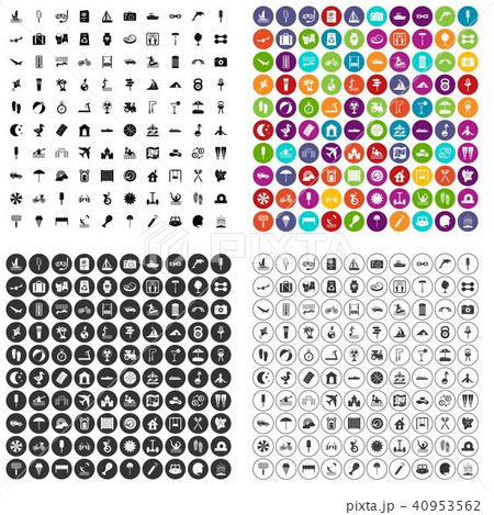 100 summer camp icons set vector variant 100 summer camp icons set vector variant 40953562