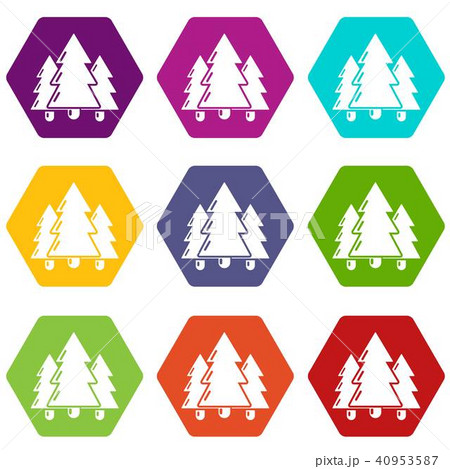 Fir tree icons set 9 vector Fir tree icons set 9 vector 40953587