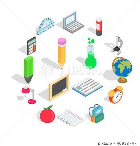 School icons set, isometric 3d style School icons set, isometric 3d style 40953747