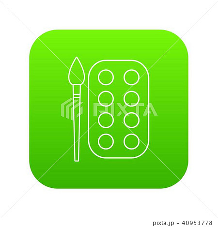 Paint brush palette icon green vector 40953778