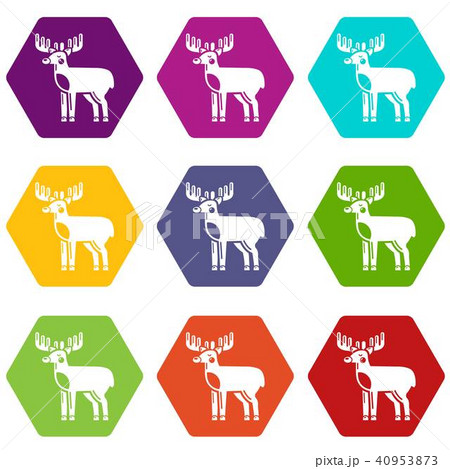 Elk icons set 9 vector 40953873