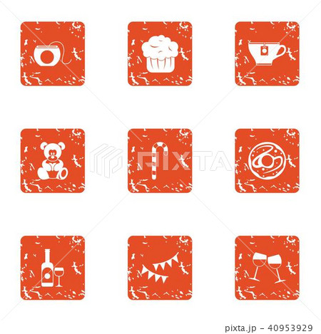 Money child icons set, grunge style Money child icons set, grunge style 40953929
