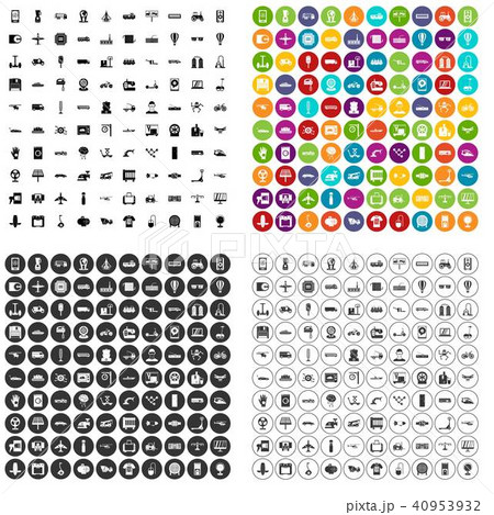 100 technical exhibition icons set vector variant 40953932