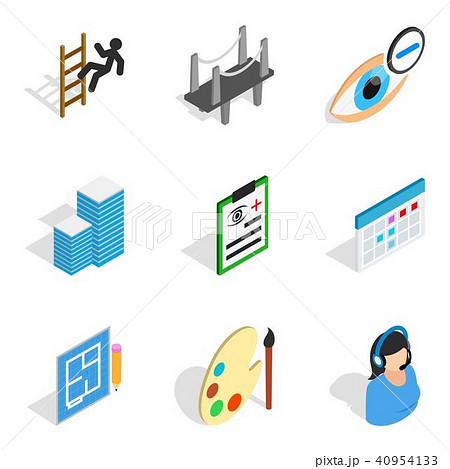 Excellent work icons set, isometric style 40954133