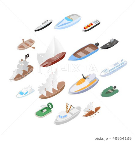 Ship and boat icons set, isometric 3d style 40954139