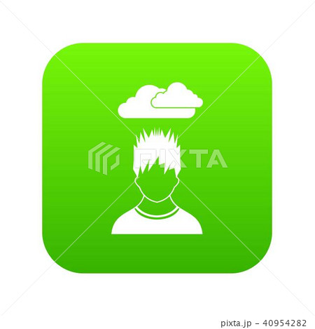 Depressed man with dark cloud over his head icon digital green Depressed man with dark cloud over his head icon digital green 40954282