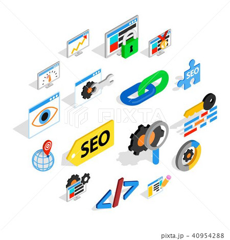 SEO icons set, isometric 3d style SEO icons set, isometric 3d style 40954288