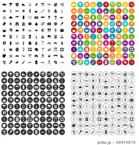 100 vacation icons set vector variant 40954670