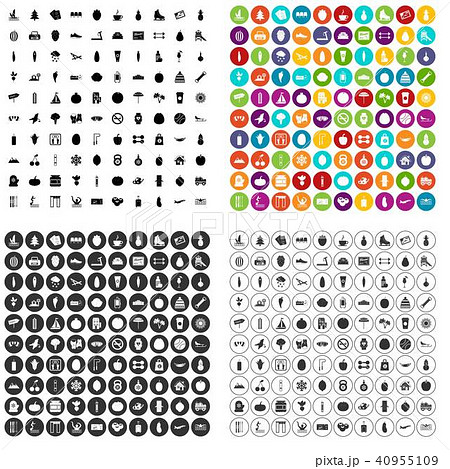 100 wellness icons set vector variant 40955109