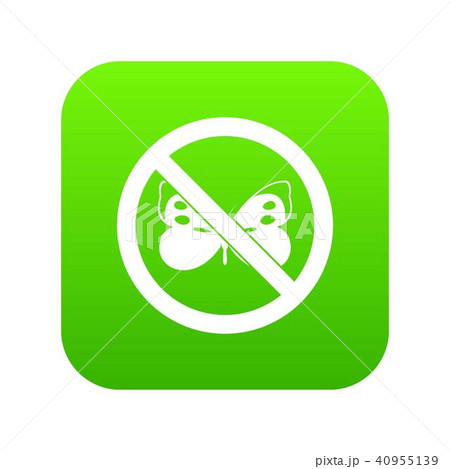 No butterfly sign icon digital green 40955139