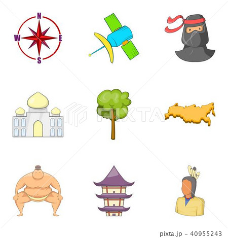 Superpower icons set, cartoon style Superpower icons set, cartoon style 40955243