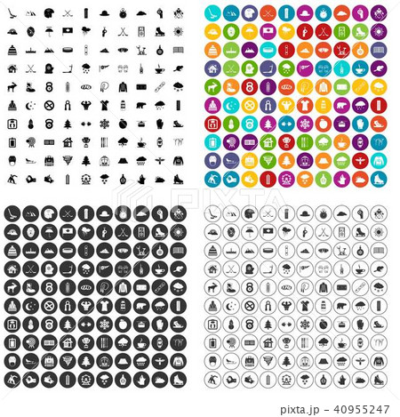 100 winter sport icons set vector variant 40955247