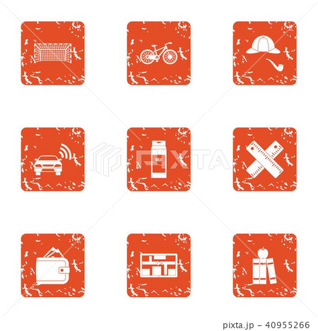 Big urban place icons set, grunge style Big urban place icons set, grunge style 40955266