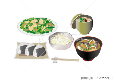 今日のご飯ニラ玉ともやしのナムル 40955911