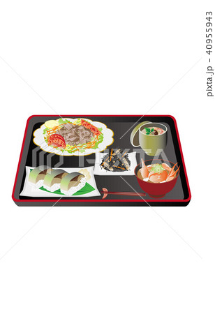 今日のご飯牛冷しゃぶと鯖寿司 40955943