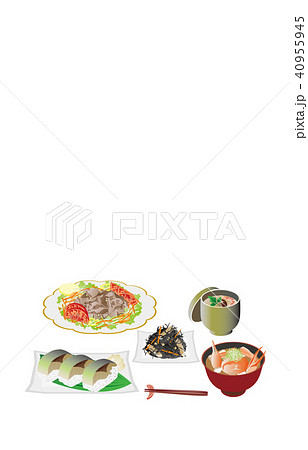 今日のご飯牛冷しゃぶと鯖寿司 40955945