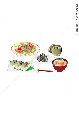 今日のご飯牛冷しゃぶと鯖寿司 40955948