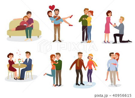 Couple in love vector lovers characters in lovely relationships together on loving date Valentines Couple in love vector lovers characters in lovely relationships together on loving date Valentines 40956615