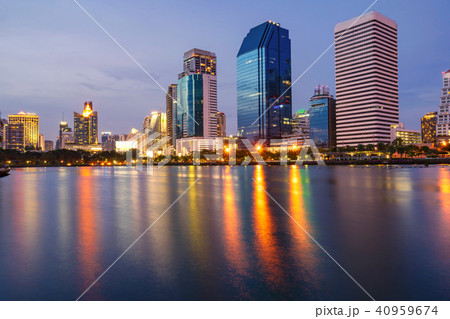 Bangkok city downtown at twilight with reflection Bangkok city downtown at twilight with reflection 40959674