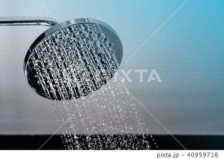 Water flowing from shower in the bathroom 40959716
