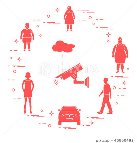 Security camera, children, woman, girl, man, car Security camera, children, woman, girl, man, car 40960493