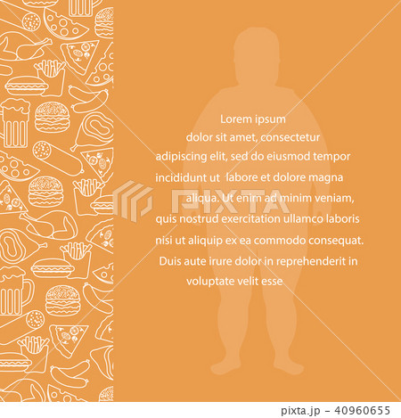 Fat man with unhealthy lifestyle symbols 40960655