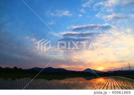 筑波山と夕焼け  歴史の里石岡市 40961969
