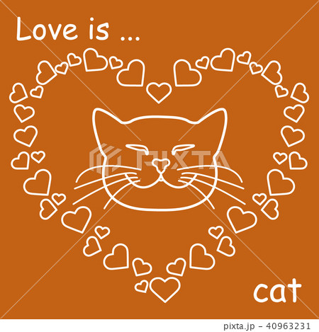 many hearts and cute cat Valentine's Day 40963231