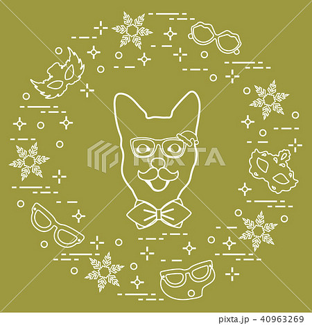 Muzzle of dog in carnival costume, masks, 40963269