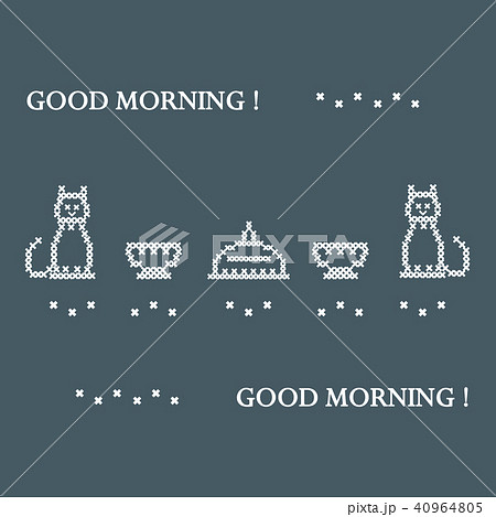 Cute vector illustration cross embroidery of dish 40964805
