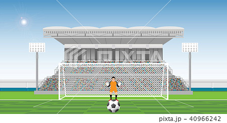 Goalkeeper prepares to take a penalty kick on the  40966242