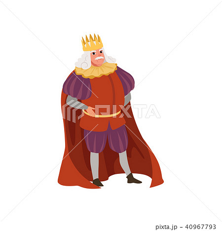 Majestic King In Golden Crown European Medieval のイラスト素材