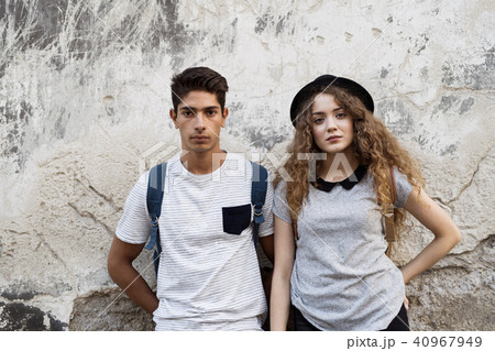 Two young tourists in the old town. 40967949