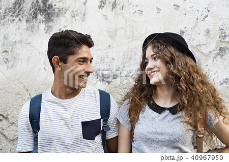 Two young tourists in the old town. Two young tourists in the old town. 40967950