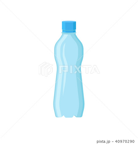Blue plastic bottle for drinking water. Small container for storage liquids. Flat vector element for 40970290