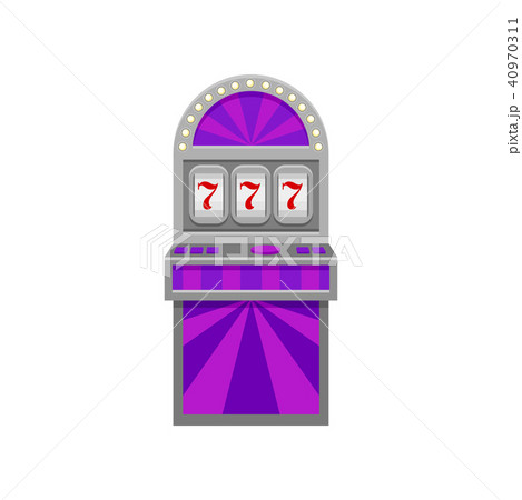 Slot machine with lucky symbol 777. Winner sign. Casino and entertainment theme. Flat vector element 40970311