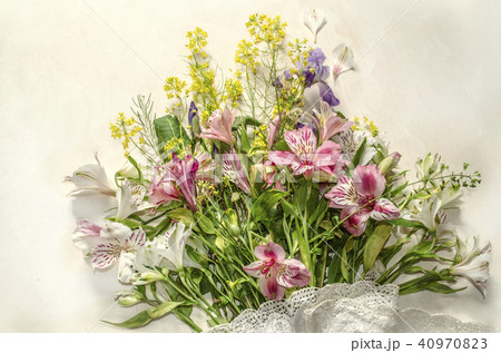 Bouquet of wild herbs and flowers Alstroemeria Bouquet of wild herbs and flowers Alstroemeria 40970823