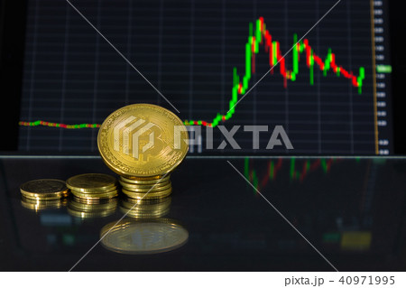 Golden bitcoin and stock chart Golden bitcoin and stock chart 40971995